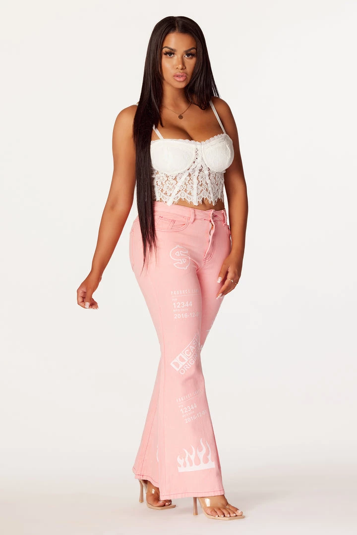 WOMENS JEANS Bankroll Pink Washed Flare Jean 3 WOMENS JEANS Bankroll Pink Washed Flare Jean