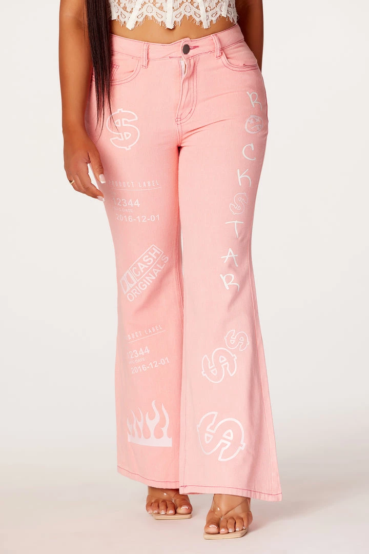 WOMENS JEANS Bankroll Pink Washed Flare Jean 2 WOMENS JEANS Bankroll Pink Washed Flare Jean