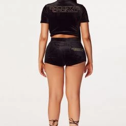WOMENS SHORT SETS First Base Black Velvet Short Set