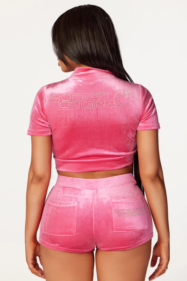 WOMENS SHORT SETS First Base Fuchsia Velvet Short Set 8 WOMENS SHORT SETS First Base Fuchsia Velvet Short Set