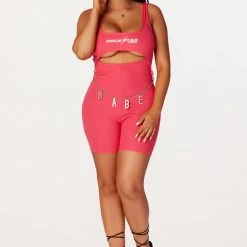 WOMENS ROMPERS & JUMPSUITS Babe Pink Romper 9 WOMENS ROMPERS & JUMPSUITS Babe Pink Romper