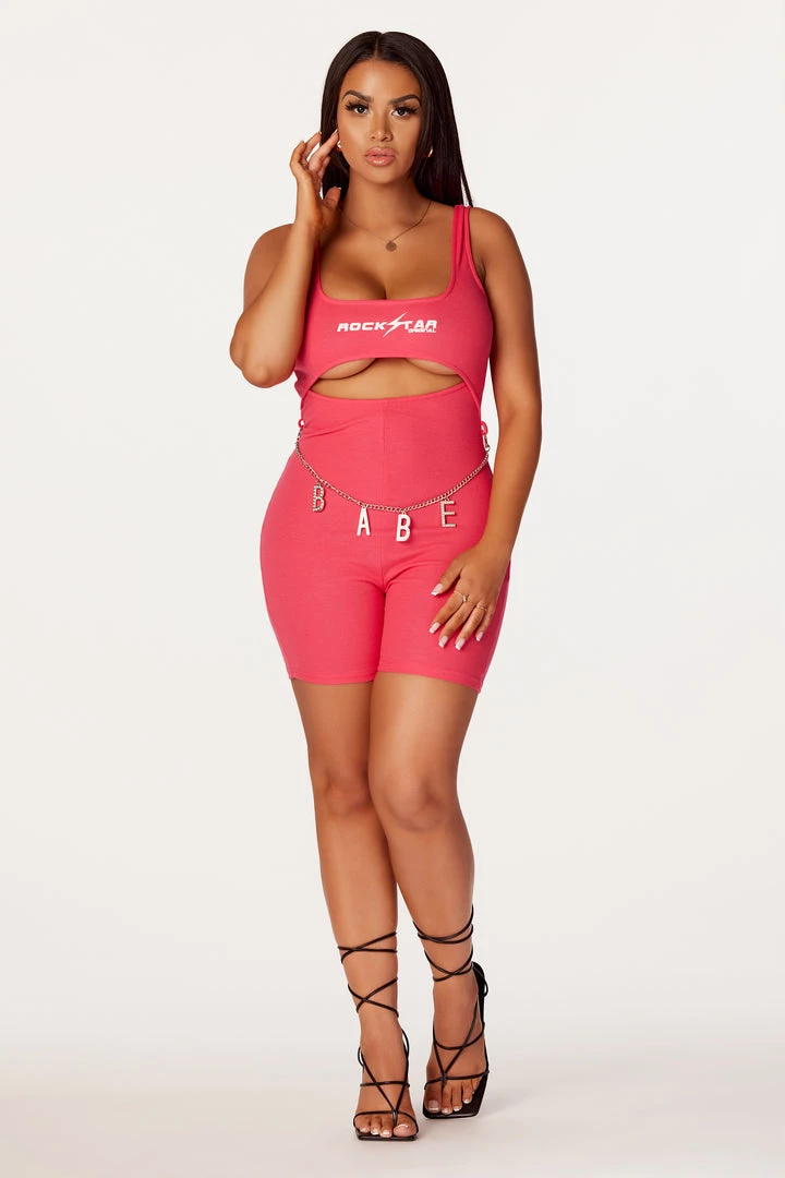 WOMENS ROMPERS & JUMPSUITS Babe Pink Romper 3 WOMENS ROMPERS & JUMPSUITS Babe Pink Romper