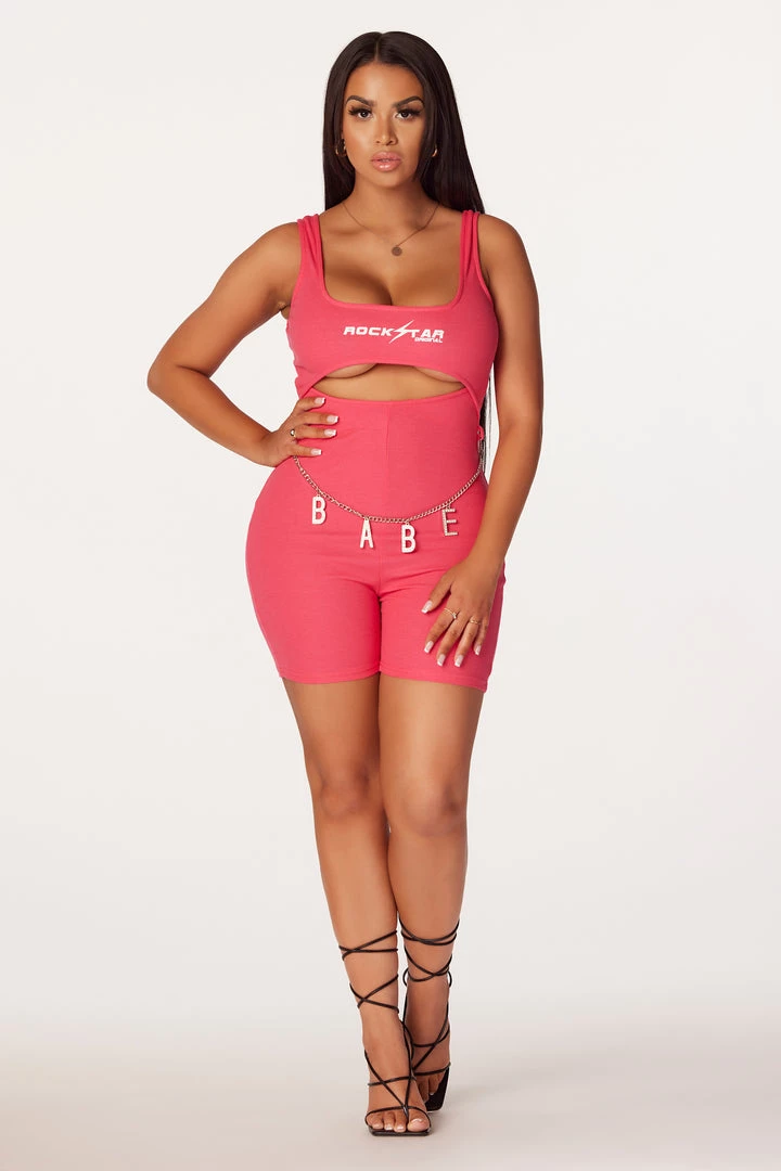 WOMENS ROMPERS & JUMPSUITS Babe Pink Romper 1 WOMENS ROMPERS & JUMPSUITS Babe Pink Romper