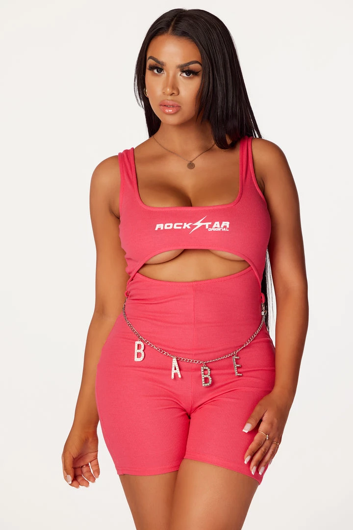 WOMENS ROMPERS & JUMPSUITS Babe Pink Romper 2 WOMENS ROMPERS & JUMPSUITS Babe Pink Romper