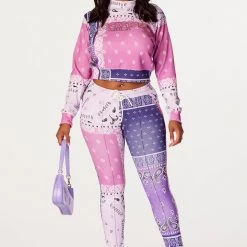 WOMENS TRACK SETS Nerirah Purple/Multi Bandana Print Trackset 14 WOMENS TRACK SETS Nerirah Purple/Multi Bandana Print Trackset