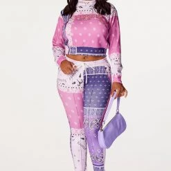 WOMENS TRACK SETS Nerirah Purple/Multi Bandana Print Trackset