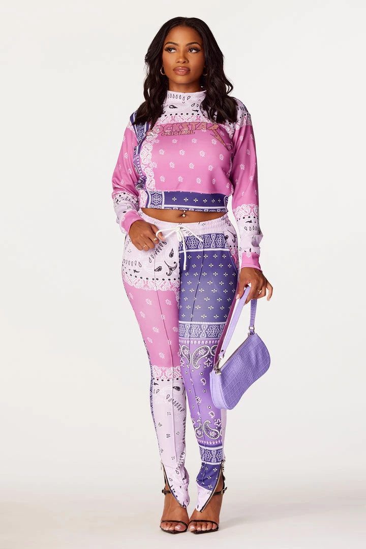 WOMENS TRACK SETS Nerirah Purple/Multi Bandana Print Trackset 2 WOMENS TRACK SETS Nerirah Purple/Multi Bandana Print Trackset