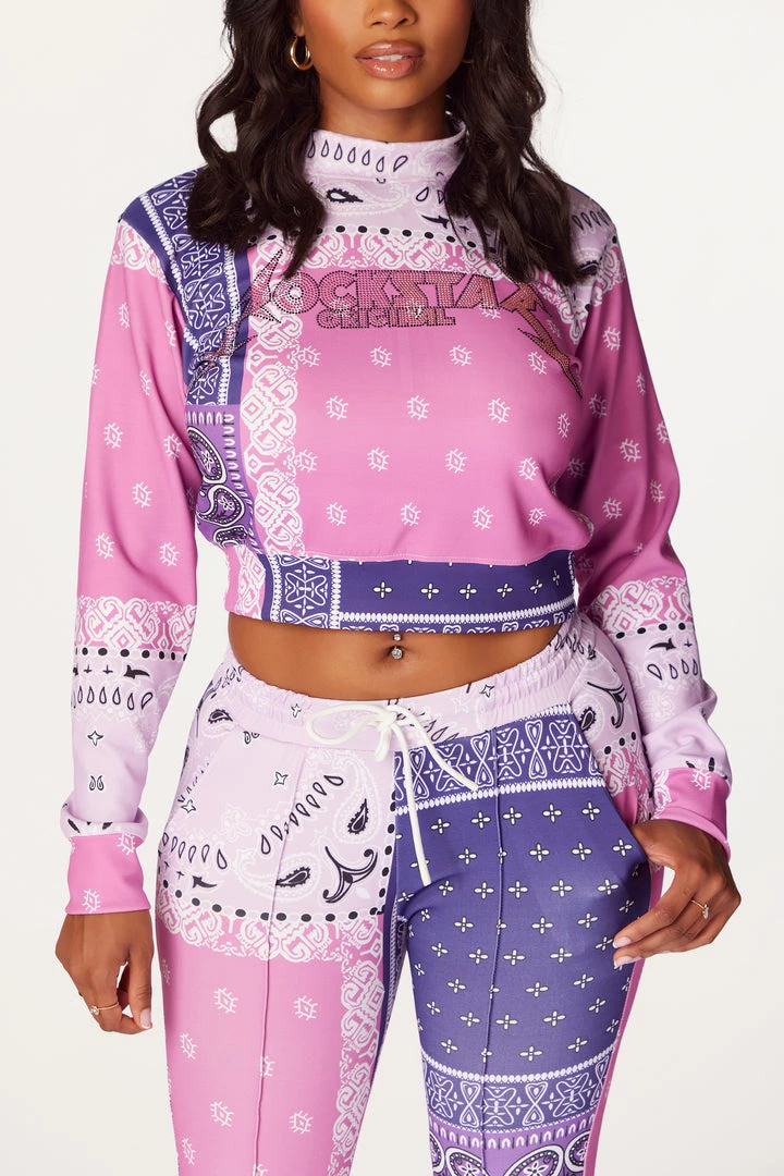 WOMENS TRACK SETS Nerirah Purple/Multi Bandana Print Trackset 6 WOMENS TRACK SETS Nerirah Purple/Multi Bandana Print Trackset