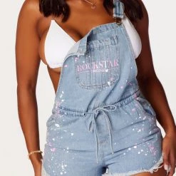 WOMENS ROMPERS & JUMPSUITS Best Seller Megan Light Wash Denim Short Overall 9 WOMENS ROMPERS & JUMPSUITS Best Seller Megan Light Wash Denim Short Overall
