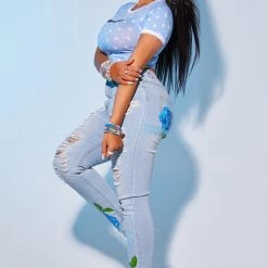 WOMENS TEES CALI GIRL TEE-BABY BLUE 10 WOMENS TEES CALI GIRL TEE-BABY BLUE