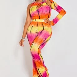 WOMENS DRESSES DAPHNE ONE SLEEVE MATCHING SET