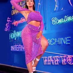 WOMENS DRESSES Best Seller FALA MATCHING SKIRT SET-PURPLE