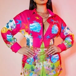 WOMENS DRESSES Best Seller OCEAN MINI DRESS-FUCHSIA