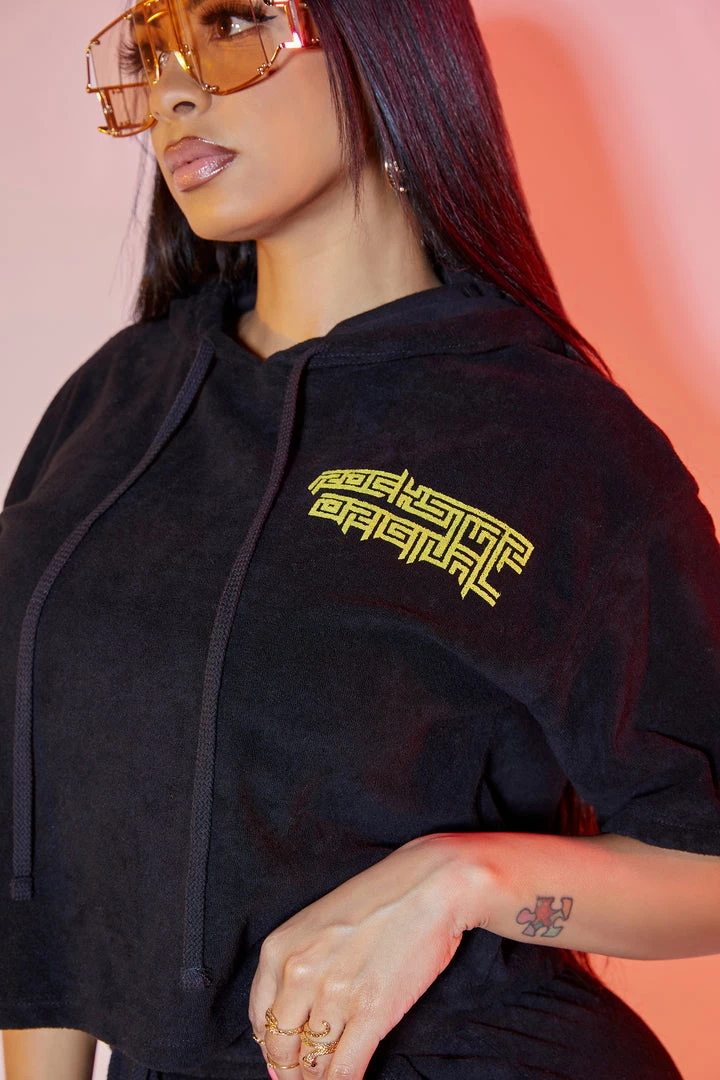 WOMENS SHORT SETS BETHANY TERRY SHORT SET-BLACK 4 WOMENS SHORT SETS BETHANY TERRY SHORT SET-BLACK