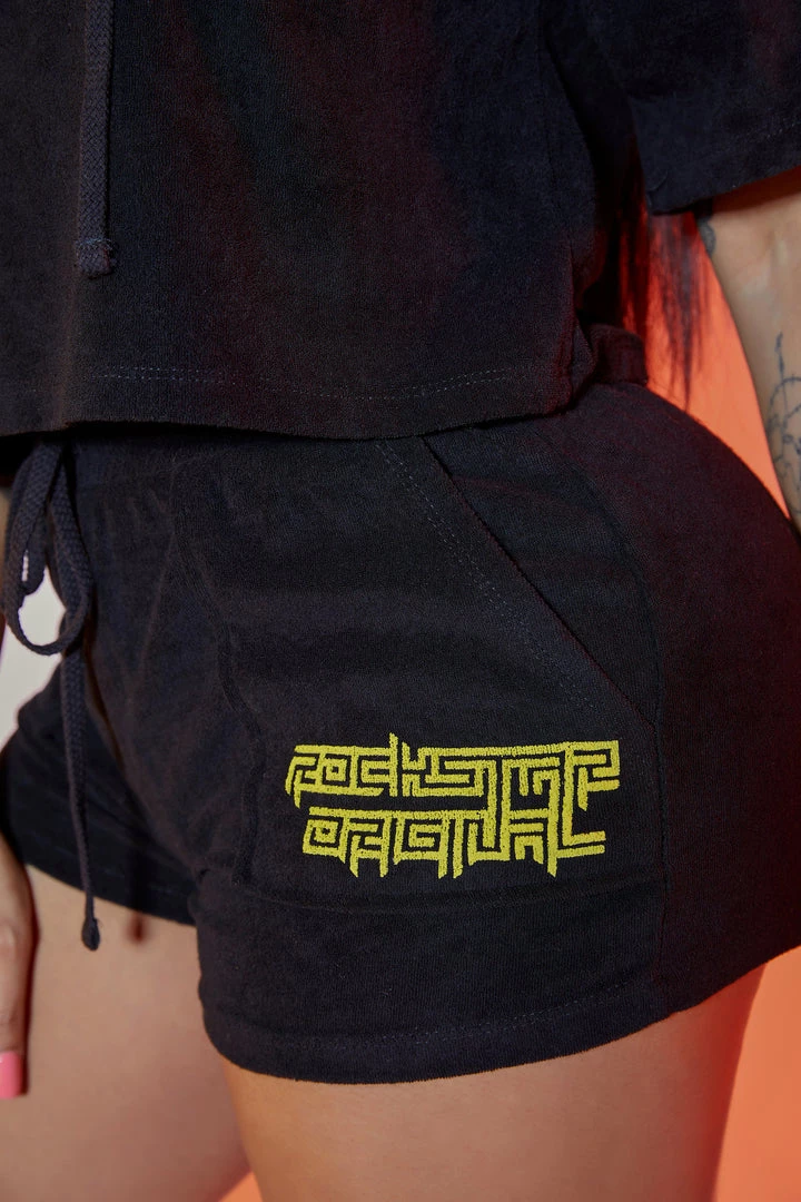 WOMENS SHORT SETS BETHANY TERRY SHORT SET-BLACK 5 WOMENS SHORT SETS BETHANY TERRY SHORT SET-BLACK