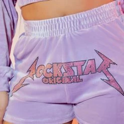 WOMENS SHORT SETS CLAUDETTE VELVET SHORT SET-LAVENDER