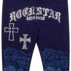 WOMENS PANTS RUBI LEATHER & LACE LEGGING-BLUE Best Seller