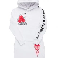 WOMENS DRESSES RUBI HOODIE DRESS-WHITE