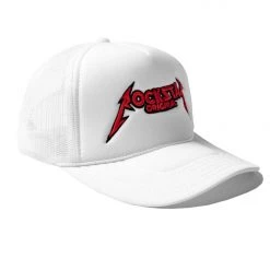 MENS ACCESSORIES ROCKBAND LOGO TRUCKER HAT- WHITE Best Sellers