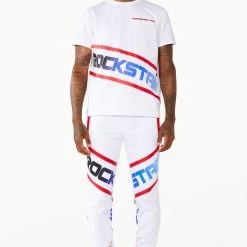 MENS TRACK SETS JABEZ T-SHIRT TRACK SET- WHITE