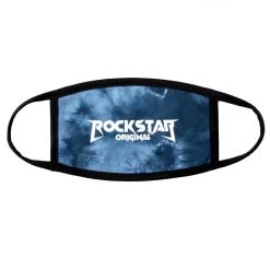 MENS ACCESSORIES ROCKSTAR LOGO TIE DYE FACE MASK-NAVY