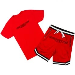 MENS SHORT SETS ROSE CRYSTAL SHORT SET- RED Track Sets