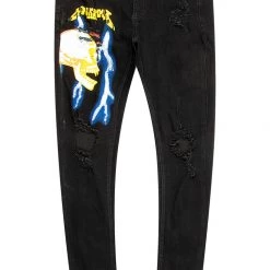 MENS JEANS SAGE GRAPHIC PRINT JEAN-BLUE/YELLOW Denim