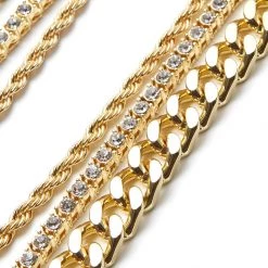 MENS ACCESSORIES SAINT CHAIN NECKLACE/3PC SET-GOLD 9 MENS ACCESSORIES SAINT CHAIN NECKLACE/3PC SET-GOLD