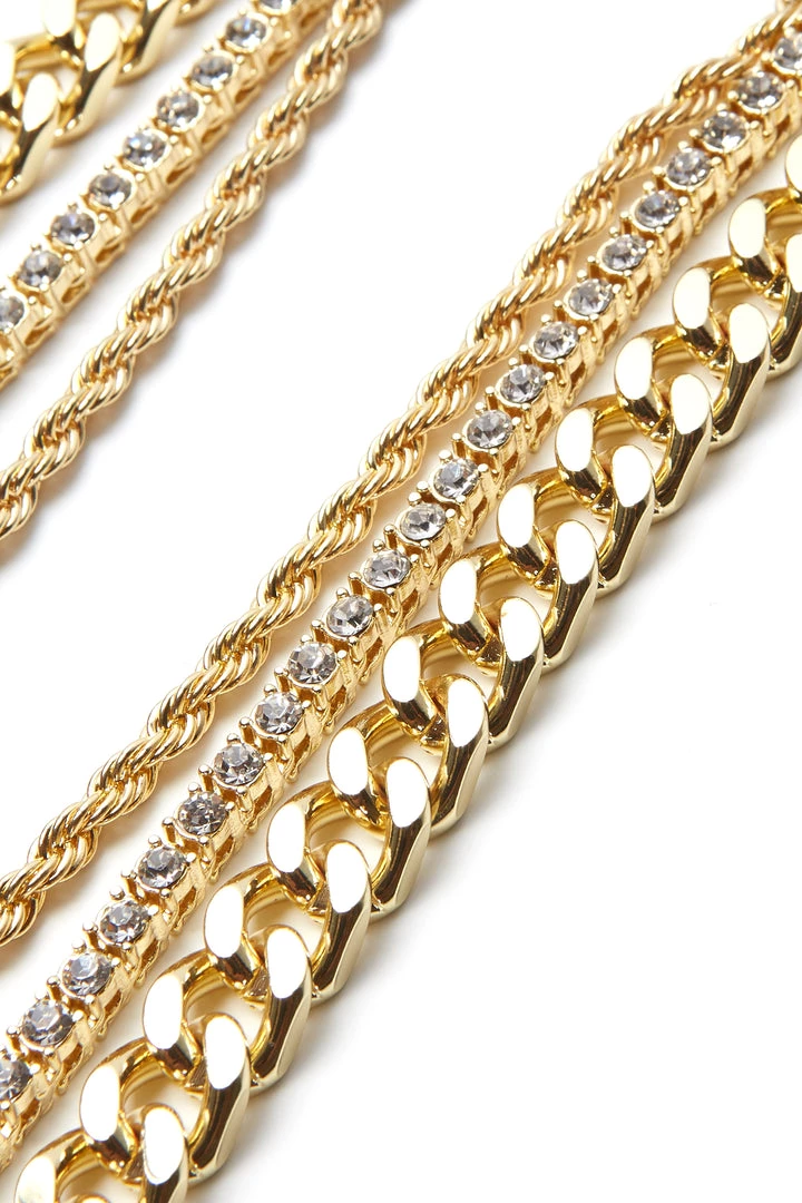 MENS ACCESSORIES SAINT CHAIN NECKLACE/3PC SET-GOLD 3 MENS ACCESSORIES SAINT CHAIN NECKLACE/3PC SET-GOLD