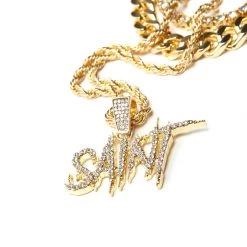 MENS ACCESSORIES SAINT CHAIN NECKLACE/3PC SET-GOLD