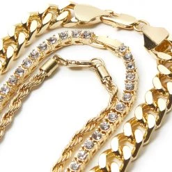 MENS ACCESSORIES SAINT CHAIN NECKLACE/3PC SET-GOLD 10 MENS ACCESSORIES SAINT CHAIN NECKLACE/3PC SET-GOLD