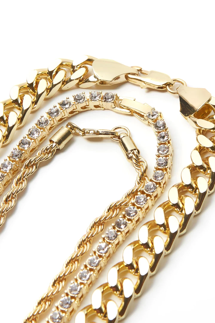 MENS ACCESSORIES SAINT CHAIN NECKLACE/3PC SET-GOLD 4 MENS ACCESSORIES SAINT CHAIN NECKLACE/3PC SET-GOLD