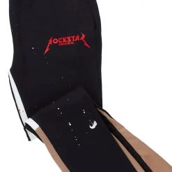 MENS TRACK SETS SCOTTIE T-SHIRT/FLARE PANT SET-BLACK/RED