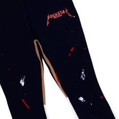 MENS TRACK SETS SCOTTIE T-SHIRT/FLARE PANT SET-NAVY/RED