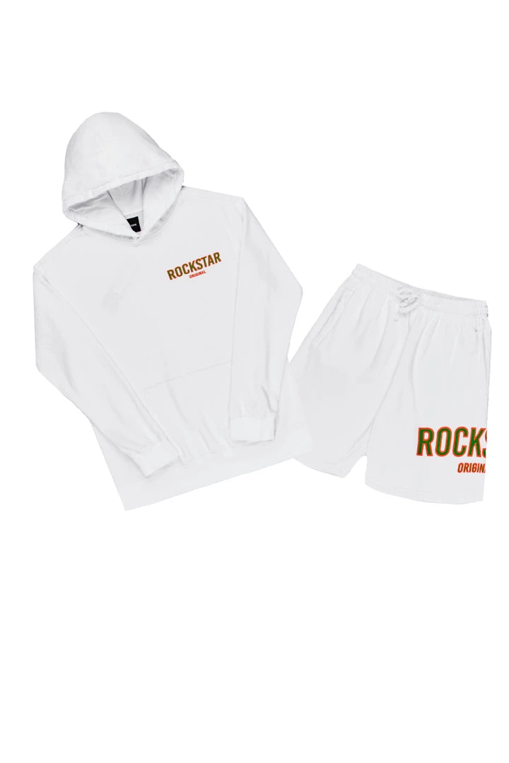 MENS SHORT SETS Track Sets CASEY HOODIE/SHORT FLEECE SET-WHITE 4 MENS SHORT SETS Track Sets CASEY HOODIE/SHORT FLEECE SET-WHITE