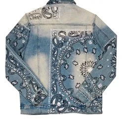 MENS DENIM JACKETS SKI PRINTED JACKET- BLUE