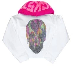 WOMENS JACKETS SKULL DENIM JACKET-WHITE 5 WOMENS JACKETS SKULL DENIM JACKET-WHITE