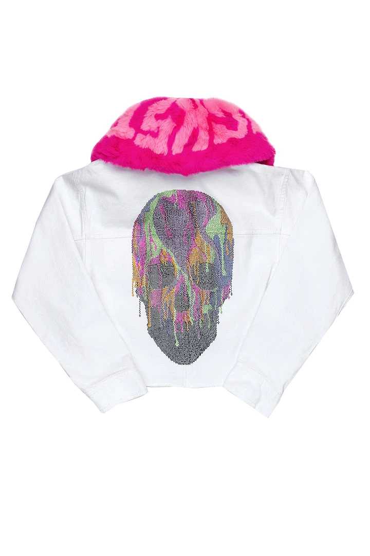 WOMENS JACKETS SKULL DENIM JACKET-WHITE 3 WOMENS JACKETS SKULL DENIM JACKET-WHITE