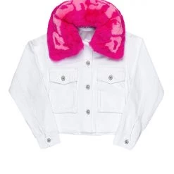 WOMENS JACKETS SKULL DENIM JACKET-WHITE