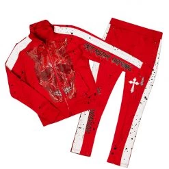 WOMENS TRACK SETS SKULL TRACKSET-RED/WHITE