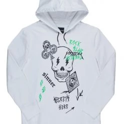 MENS HOODIES & SWEATSHIRTS SNOH PRINTED HOODIE-WHITE Tops