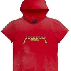 MENS HOODIES & SWEATSHIRTS Tops STORMY SHORT SLEEVE HOODIE-RED