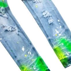 MENS JEANS SABLE PRINTED JEAN-YELLOW 8 MENS JEANS SABLE PRINTED JEAN-YELLOW