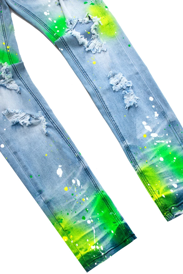 MENS JEANS SABLE PRINTED JEAN-YELLOW 4 MENS JEANS SABLE PRINTED JEAN-YELLOW