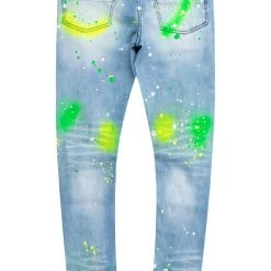 MENS JEANS SABLE PRINTED JEAN-YELLOW 9 MENS JEANS SABLE PRINTED JEAN-YELLOW