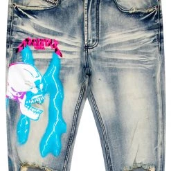 MENS JEANS Denim SAGE GRAPHIC PRINT JEAN-TEAL