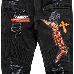 MENS JEANS SKINNER PATCHWORK JEAN-BLACK