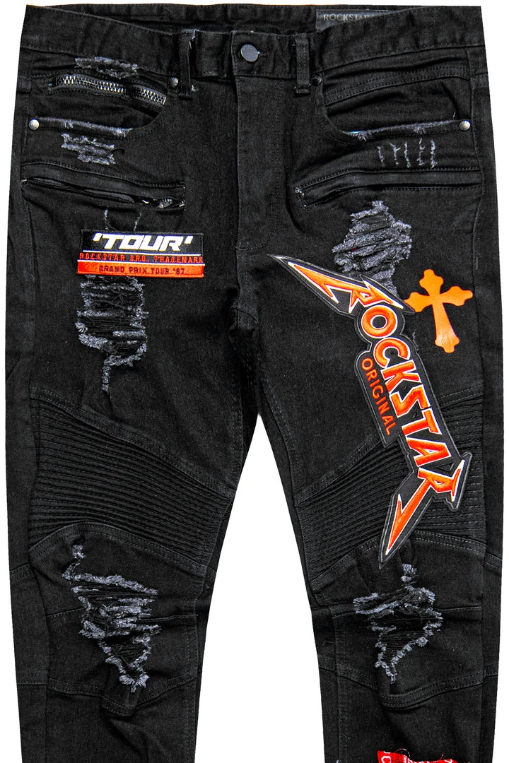 MENS JEANS SKINNER PATCHWORK JEAN-BLACK 2 MENS JEANS SKINNER PATCHWORK JEAN-BLACK