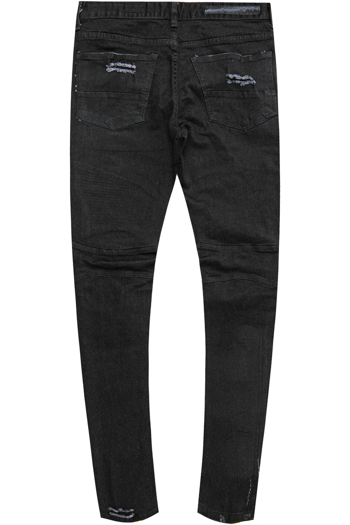 MENS JEANS SKINNER PATCHWORK JEAN-BLACK 4 MENS JEANS SKINNER PATCHWORK JEAN-BLACK