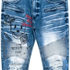 MENS JEANS SNOH PRINTED DENIM JEAN- BLACK/RED